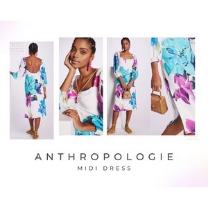 NWT Anthropologie Maeve Large Floral Print Boho Open Back Midi Dress Size 4